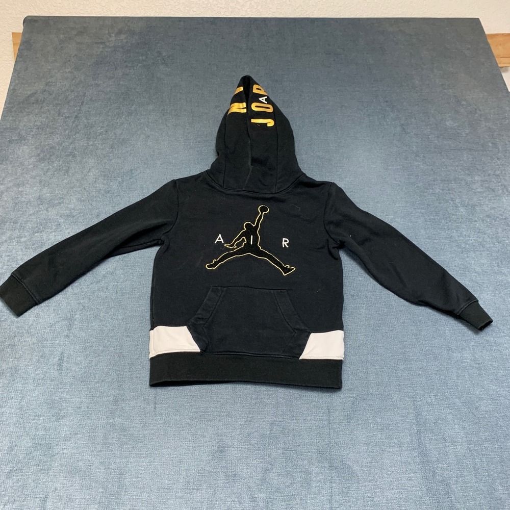 Air Jordan Hoodie Youth Large Black Fleece Lined Jumpman Logo Kangaroo Pockets